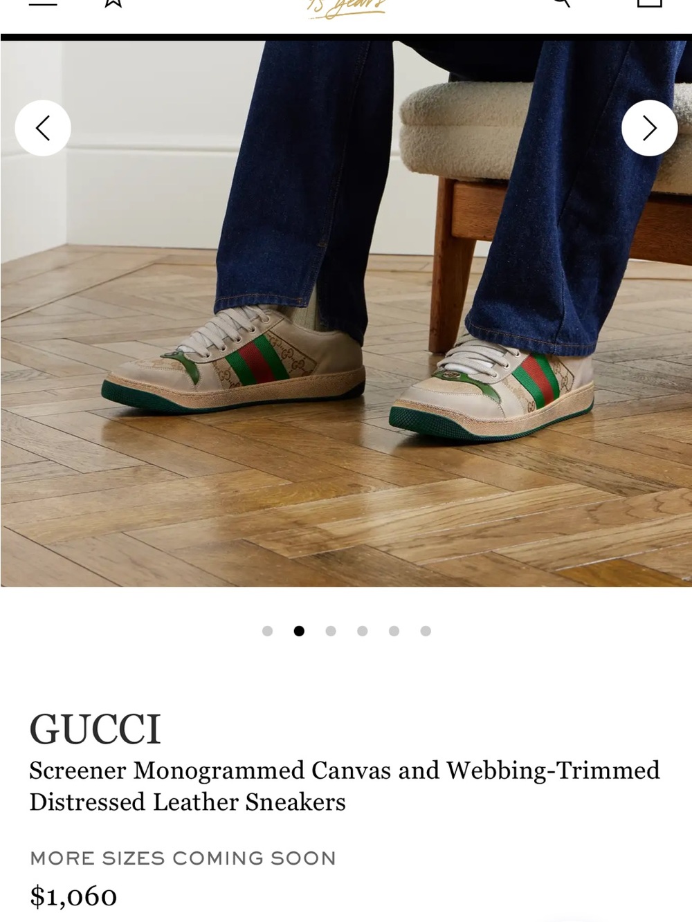 Gucci Beige Monogram Sneakers with Green and Red Web Stripe - Picture 2 of 9
